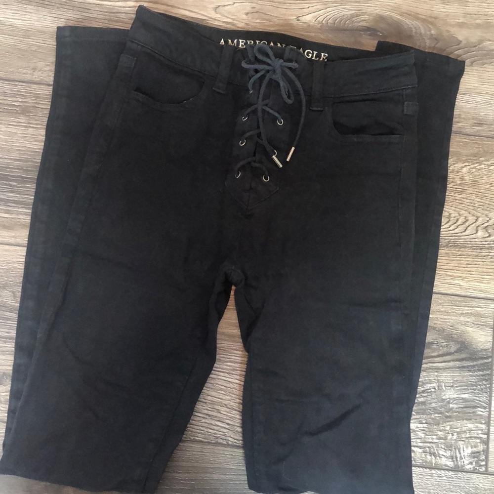 Lace up skinny jeans